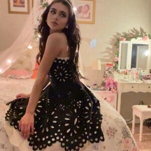 Vintage Betsey Johnson Eyelet Mini Strapless Dress Lana Del Rey National Anthem